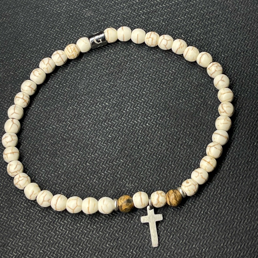 Men’s Turquoise Cross Ankle Bracelet - Picture 1 of 4